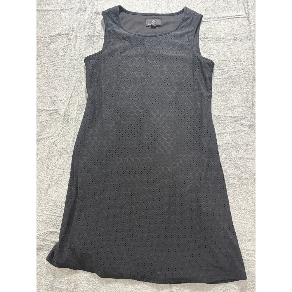Ronni Nicole Black Eyelet Dress Sleeveless A Line Casual Classic Midi - Picture 1 of 9